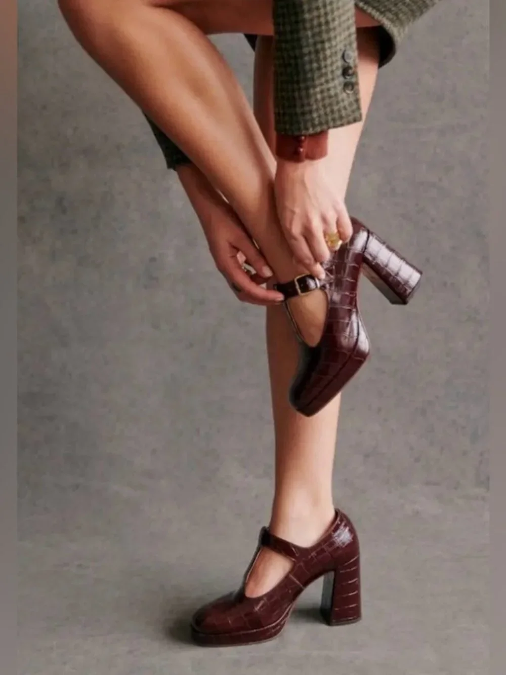 Sezane Monique Babies High Heel in Choco Croco size 39